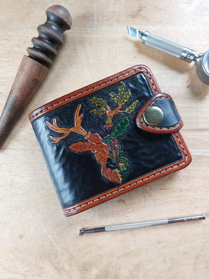 Highland stag wallet with thistle